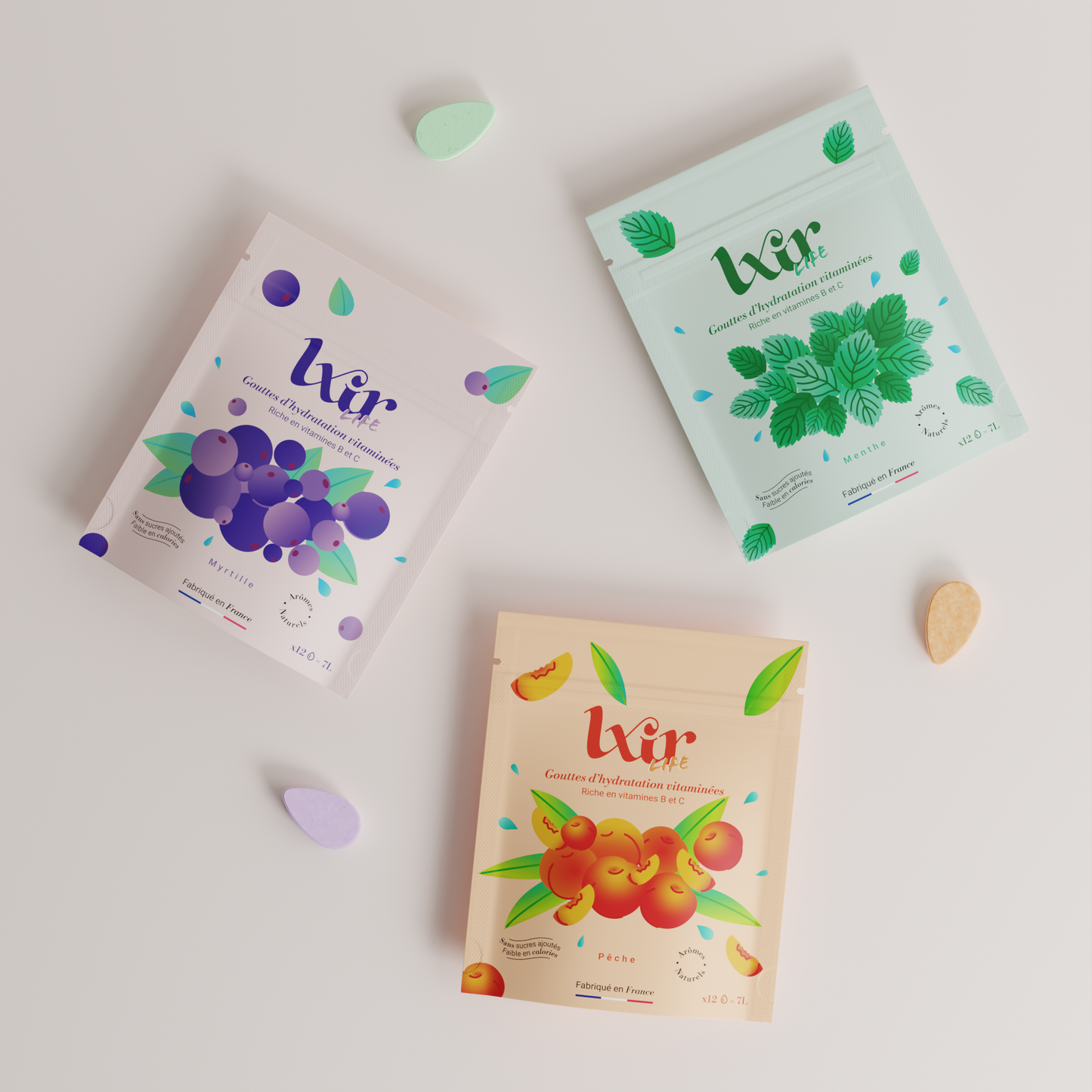Gourde et pastille pour donner du goût à l'eau