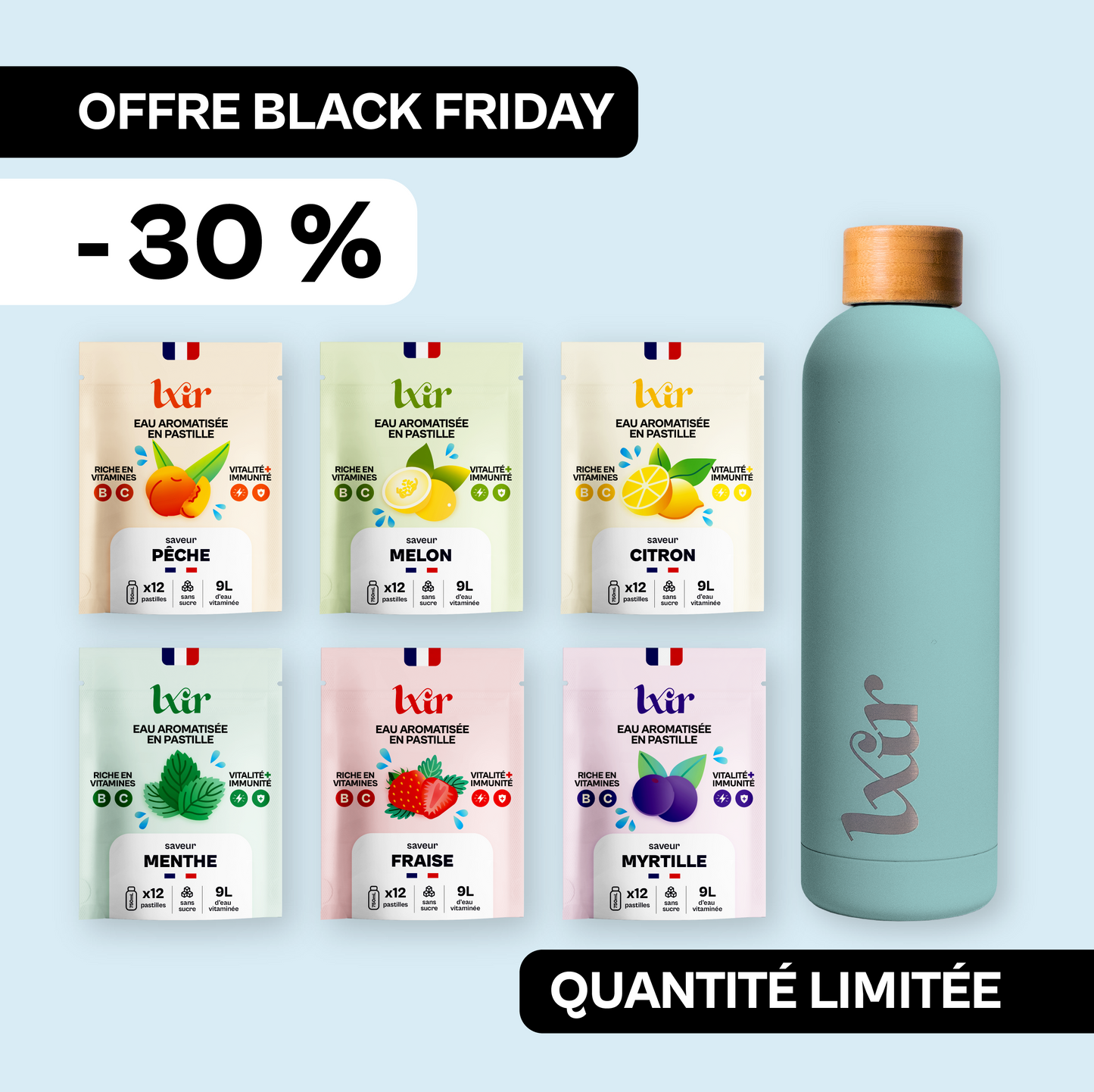 Coffret découverte : 6 sachets + 1 gourde