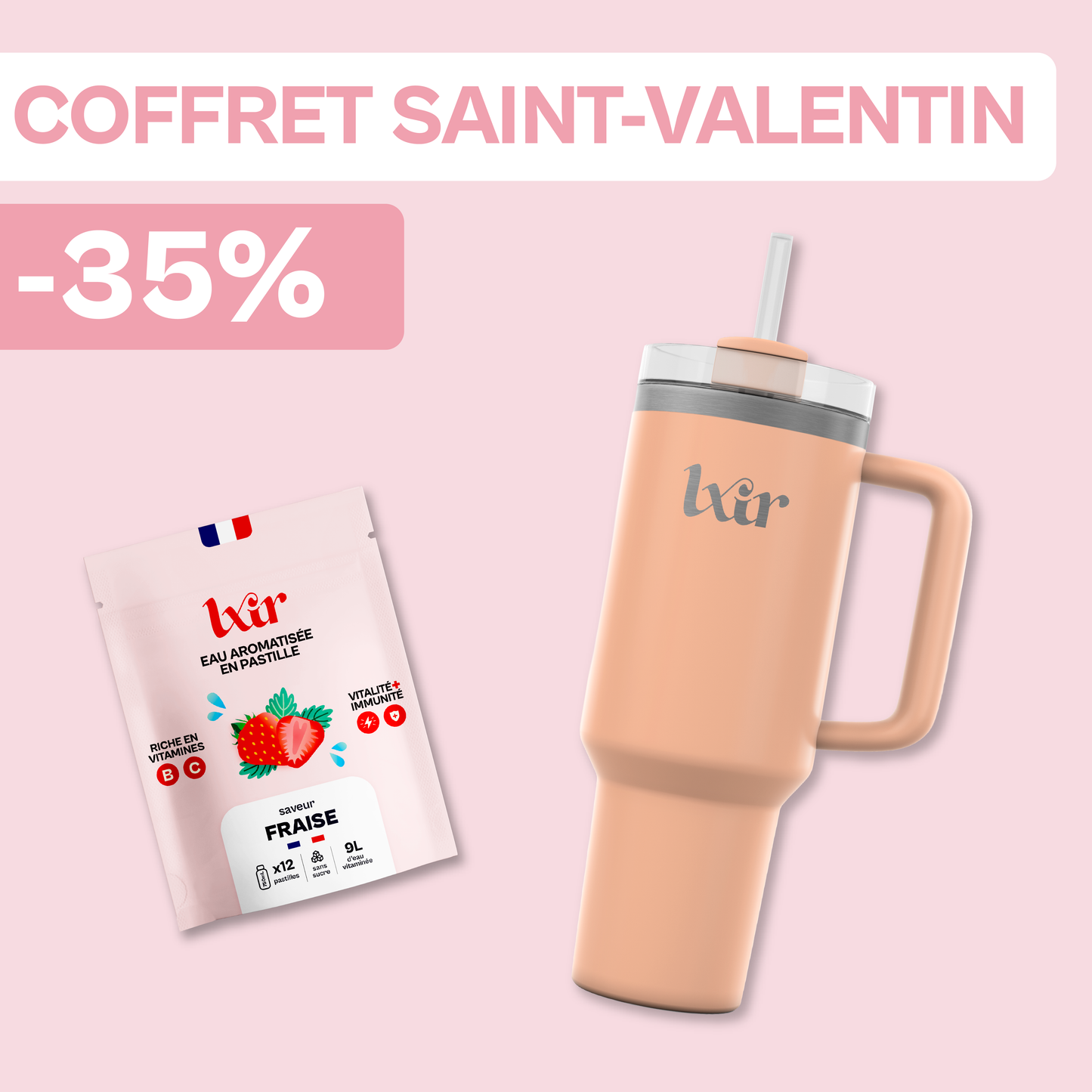 Coffret St Valentin : 1 Cup + 1 sachet Fraise