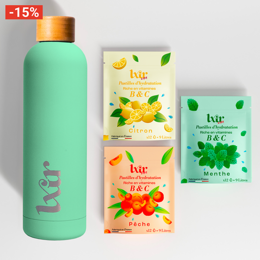 Coffret Découverte 3 sachets + 1 gourde Vert LXIR