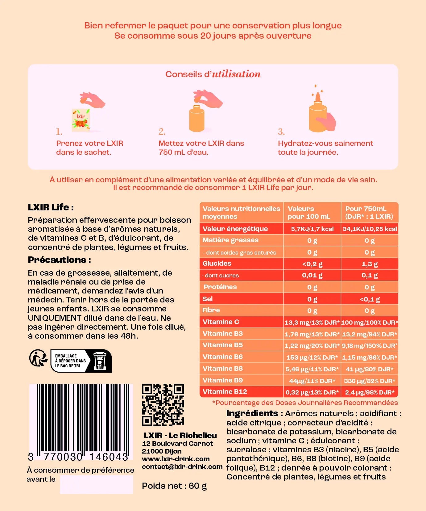 Pastille pour une boisson anti-gueule de bois efficace