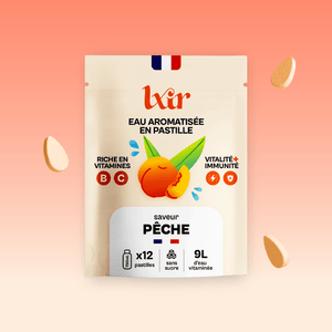 Sachet 12 LXIR Life Pêche : pastilles vitaminées pour boire plus d'eau, fabriqué en France