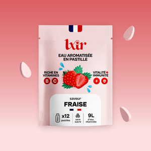 Sachet 12 LXIR Life fraise pastille vitaminée eau aromatisée hydratation sain