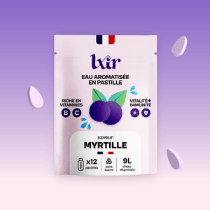 Sachet LXIR Life myrtille pastille boisson sans sucres vitaminé B12 fabriqué France