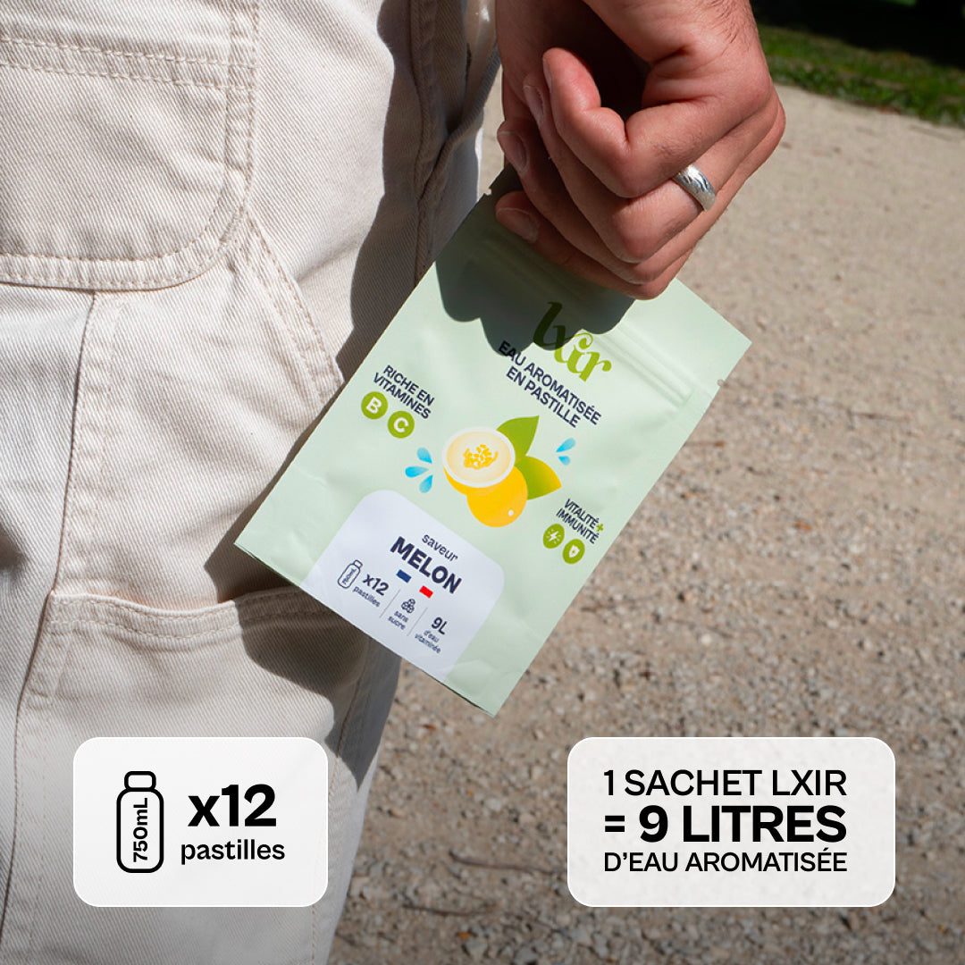 Coffret découverte LXIR Life boisson aromatisée pêche menthe myrtille 6 sachets gourde offerte drink